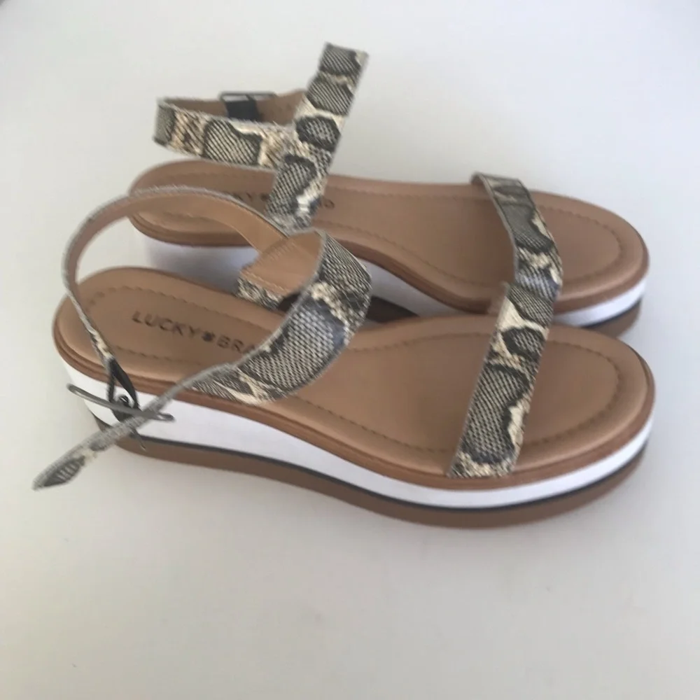 Lucky Brand reptile animal print Strat 2.5 platform wedge size 7M